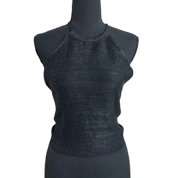 Wild Fable Womens Black Halter Neck Knit Crop Top w/ Adjustable Tie Back XS - Picture 1 of 13